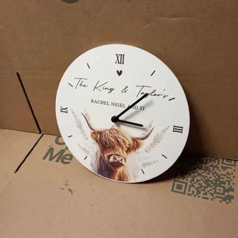 PERSONALIZED MEMENTO COMPANY HIGHLAND COW CLOCK