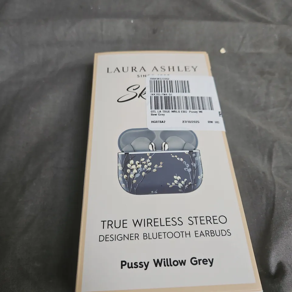 LAURA ASHLEY TRUE WIRELESS BLUETOOTH EARBUDS – PUSSY WILLOW GREY