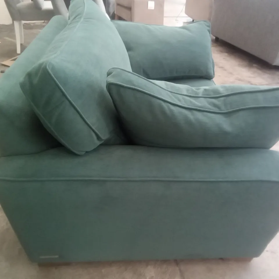 DESIGNER THE LOUNGE COMPANY MADE ARMCHAIR - TEAL/GREEN FABRIC 