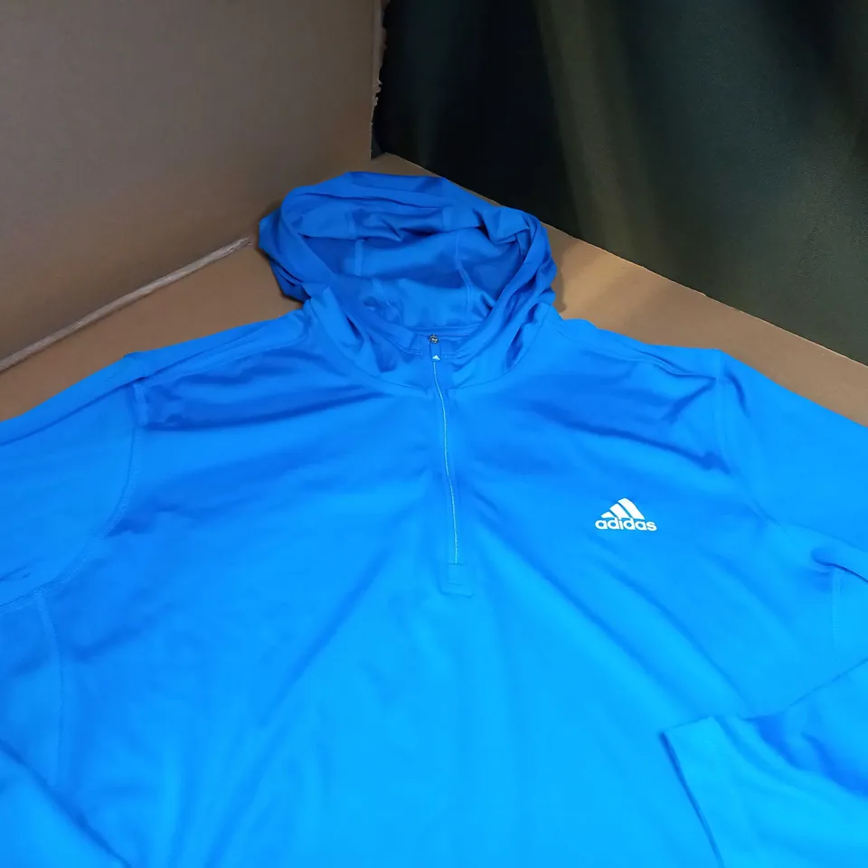 ADIDAS OVERHEAD ROYAL BLUE GOLF/FITNESS HOODIE - LARGE