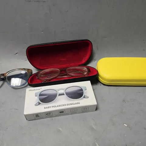 APPROXIMATELY 8 ASSORTED VISION CARE ITEMS TO INCLUDE - INSZKOOS BABY SUNGLASS , MARC JACOBS CARRY CASE ETC
