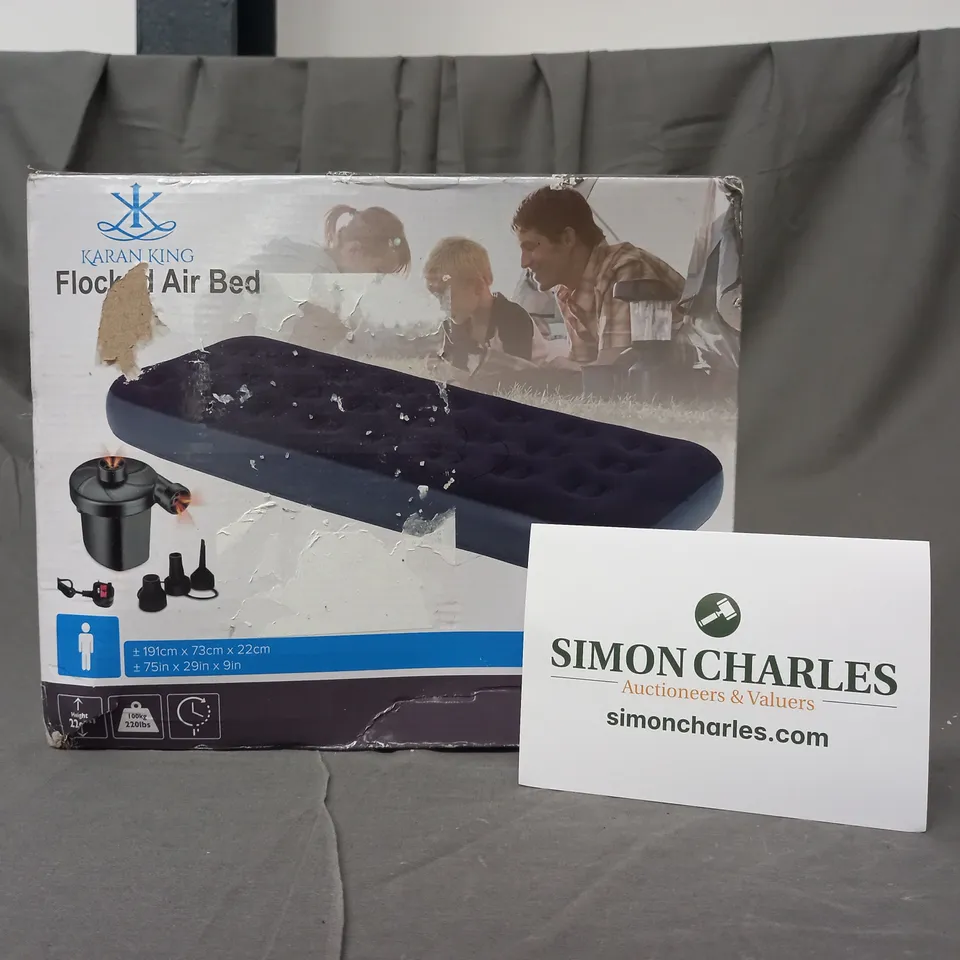 BOXED KARAN KING FLOCKED AIR BED - SINGLE