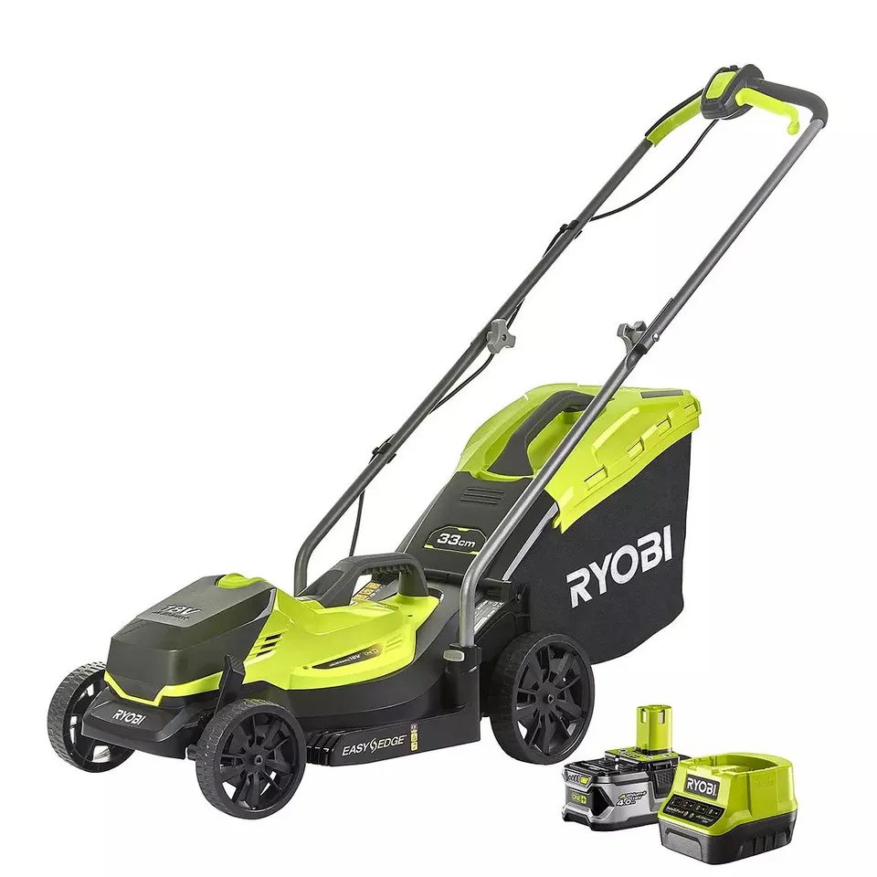 BOXED RYOBI RLM18X33B40 18V ONE+ CORDLESS 33CM LAWNMOWER STARTER KIT (1 X 4.0AH) RRP £209.99