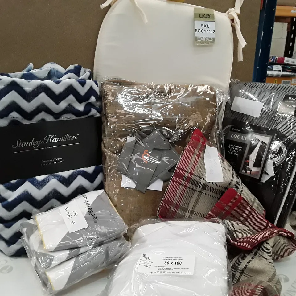BOX TO CONTAIN AN ASSORTMENT OF CURTAINS, CUSHION COVERS AND THROWS ECT 