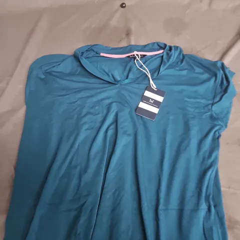 CREW CLOTHING COMPANY GROWN ON CAP SLEEVE TEE – TEAL, UK 12