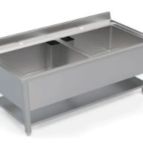 BRAND NEW BOXED STAINLESS STEEL DOUBLE BOWL CATERING SINK WITH TAPS