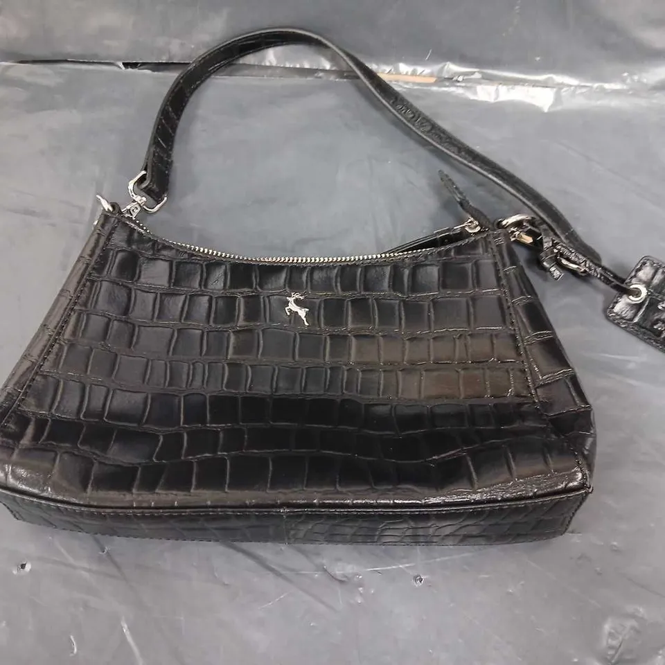 ASHWOOD SCOOP SMALL SHOULDER BAG BLACK CROC 