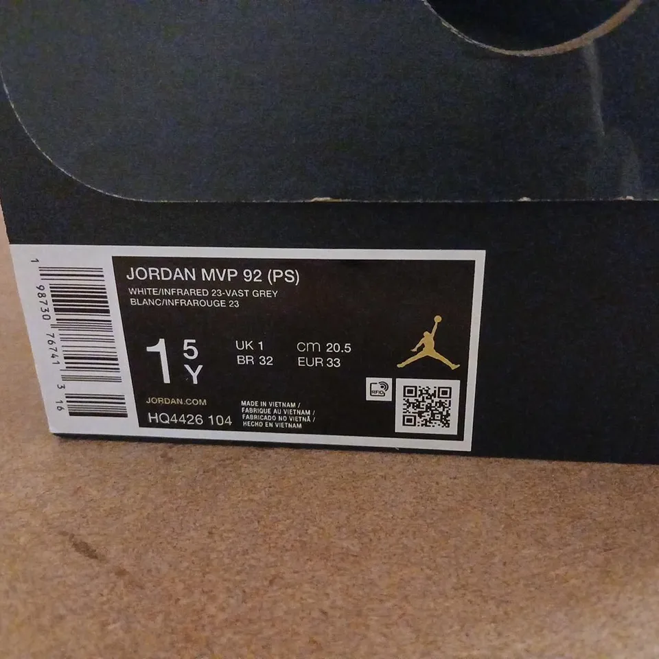 JORDAN MVP 92 (PS) KIDS' SNEAKERS – WHITE/INFRARED UK 1 