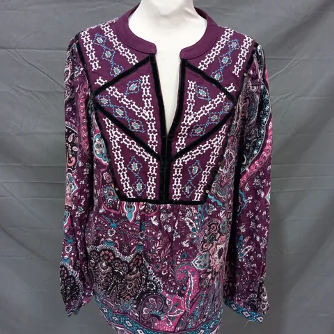 MONSOON TOP IN BURGUNDY/MULTI SIZE MEDIUM