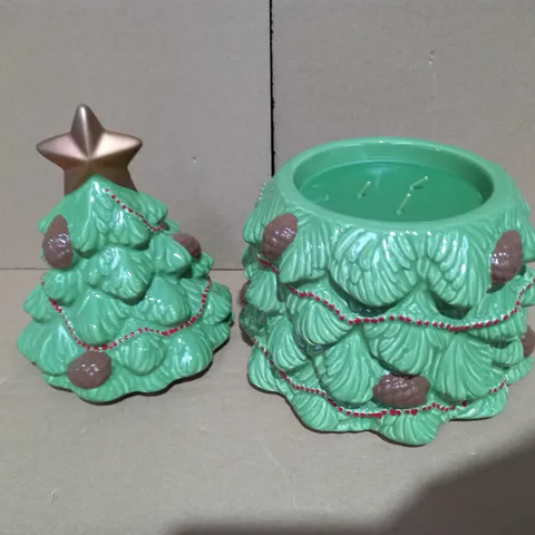 HOMEWORX BY HARRY SLATKIN 3 WICK FESTIVE CERAMIC TREE