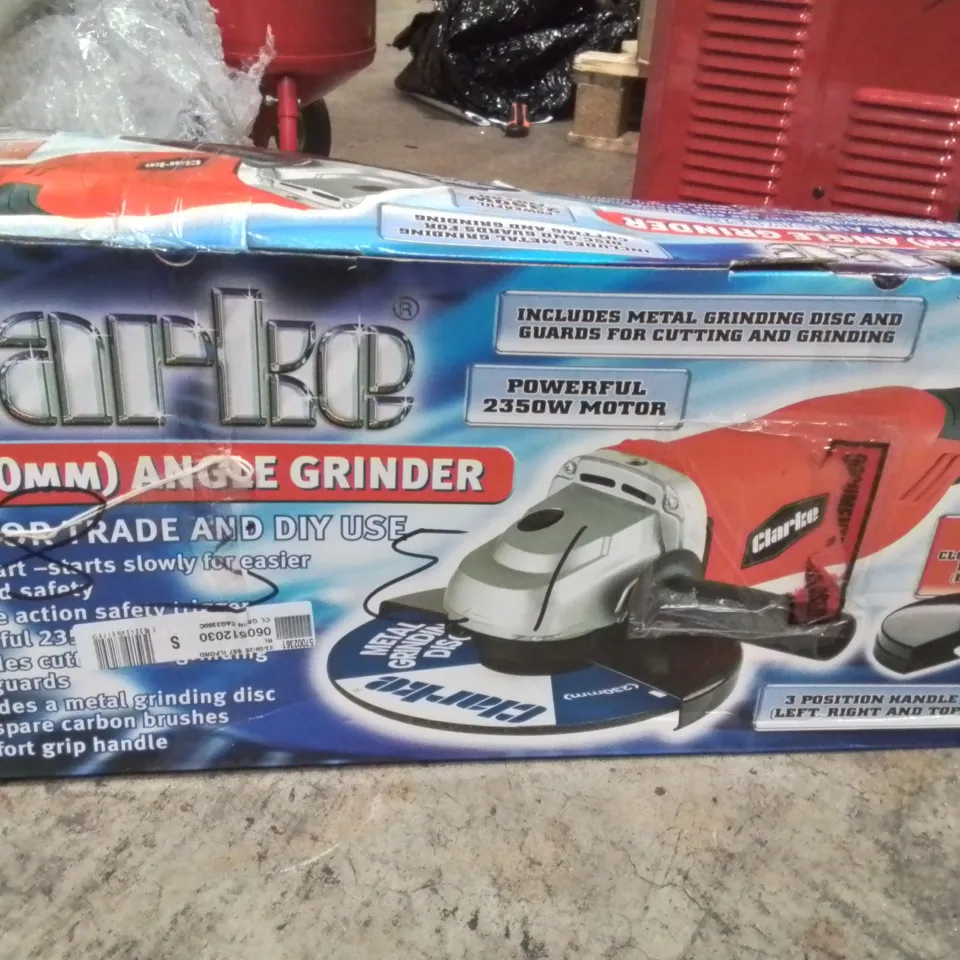BOXED CLARKE 9" (230MM) ANGLE GRINDER.