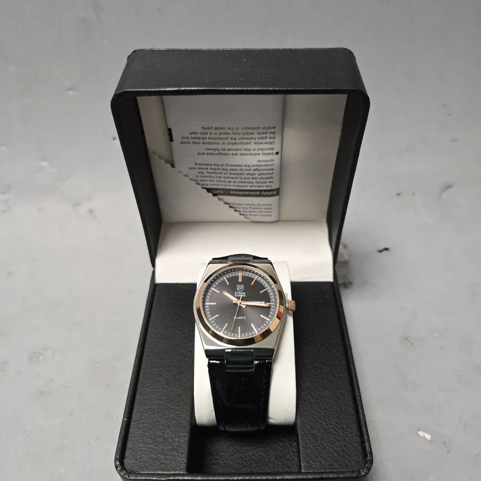 ERNEST FERDINAND WATCH – DAY DATE CALENDAR DIAL – LEATHER STRAP – 3ATM WATER RESISTANT - GIFT BOX