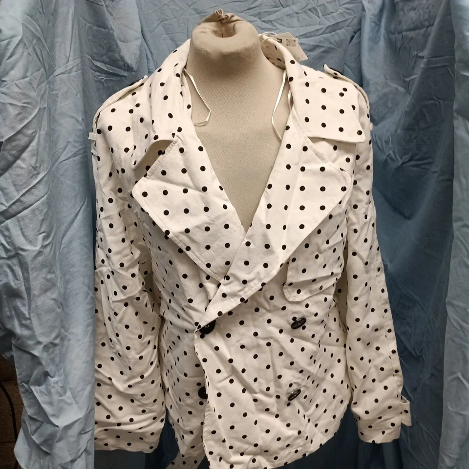 ZARA White Polka Dot Linen-Blend Shirt, Women’s, UK Size S