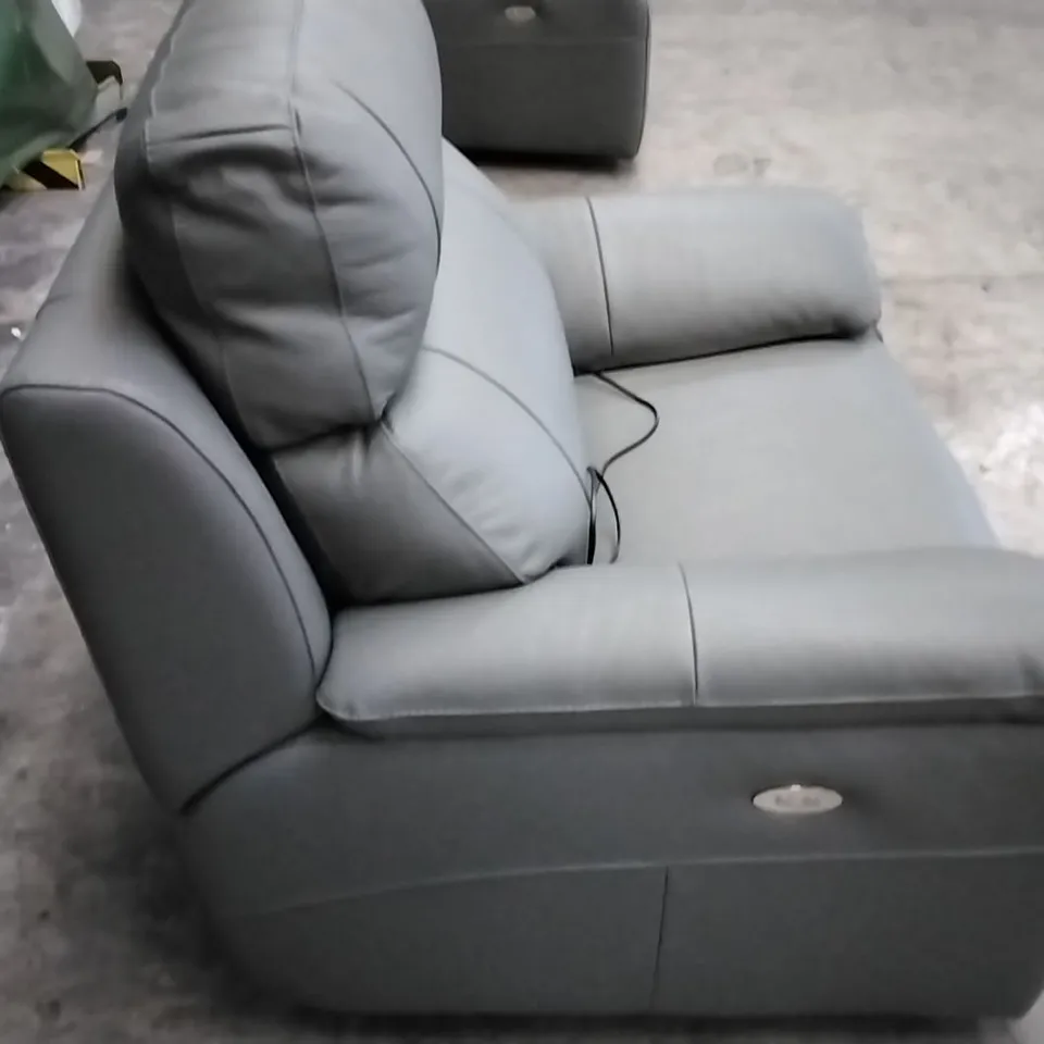 QUALITY ITALIAN DESIGNER PATRIZIO SMALL ARMS ELECTRIC RECLINER CHAIR - ANTHRACITE GREY LEATHER