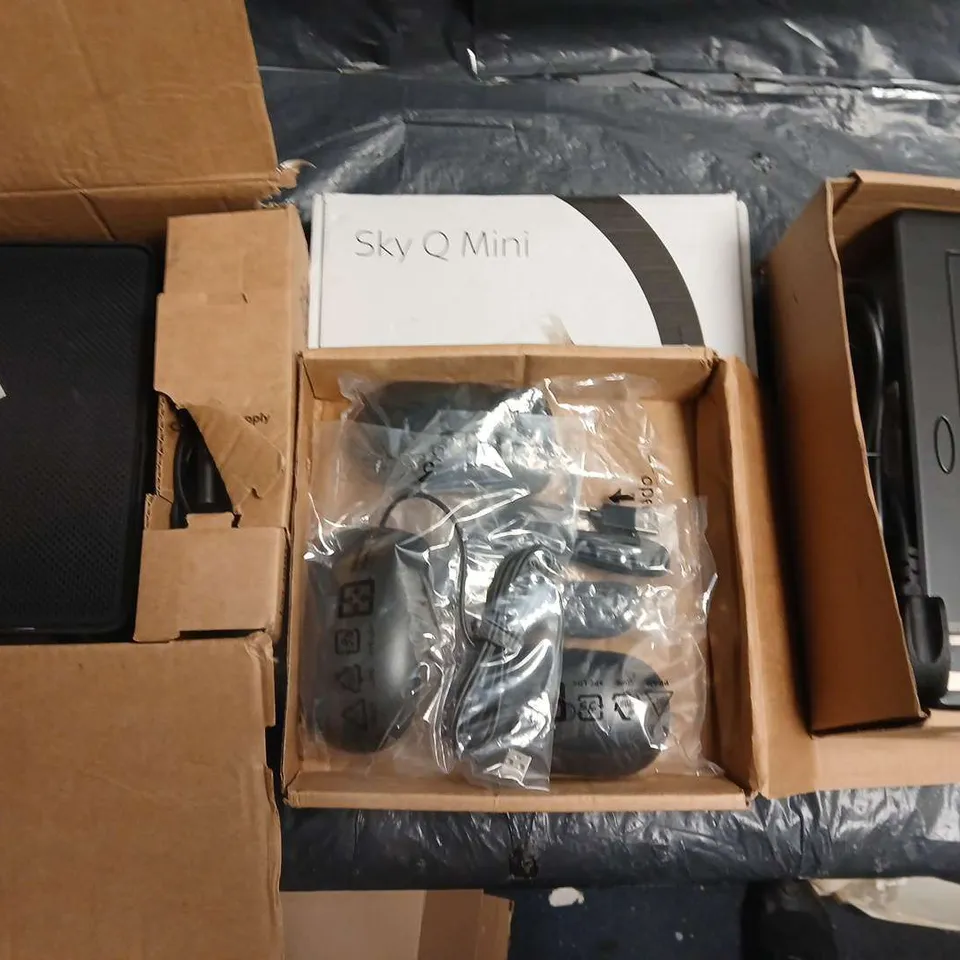 LOT OF 5 ASSORTED TECH ITEMS TO INCLUDE ELECTRIC LETTERBOX, SKY Q MINI AND DELL MOUSES