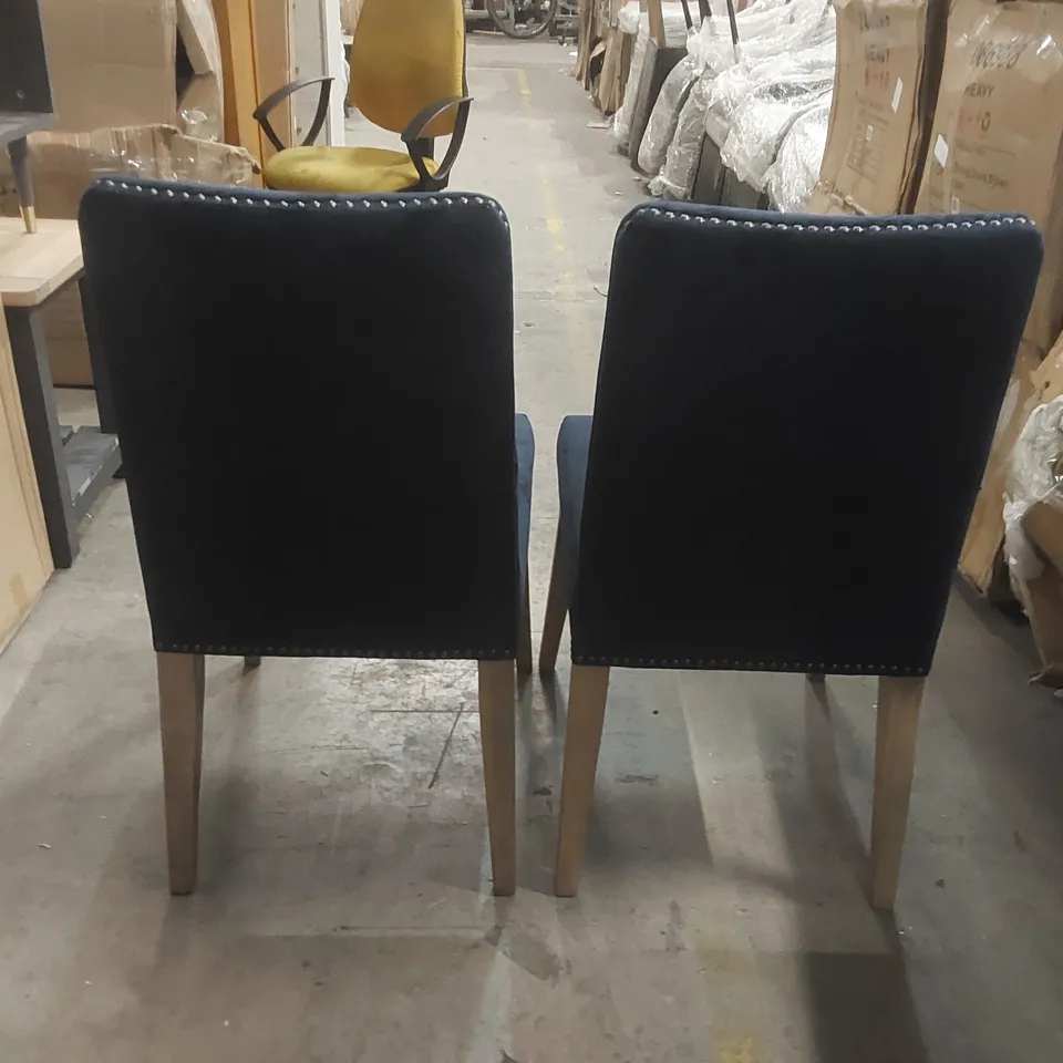 PAIR OF REX ATLANTIC VELVET DINING CHAIRS - DARK BLUE