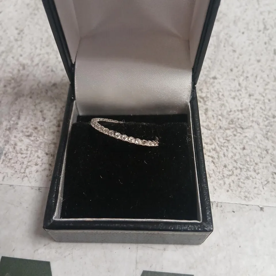 DIAMONIQUE 0.3CT TW PLATINUM PLATED MINI ICON RING STERLING SILVER