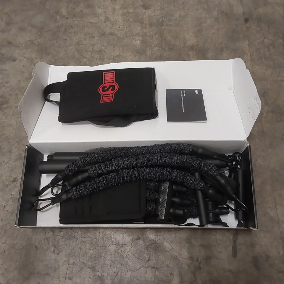 PALLET OF ASSORTED HOUSEHOLD ITEMS AND CONSUMER PRODUCTS TO INCLUDE; BENCH PRESS RESISTANCE BAND, BOW, PADDLE, SPORTING EQUIPMENT, BOXED FURNITURE ETC 