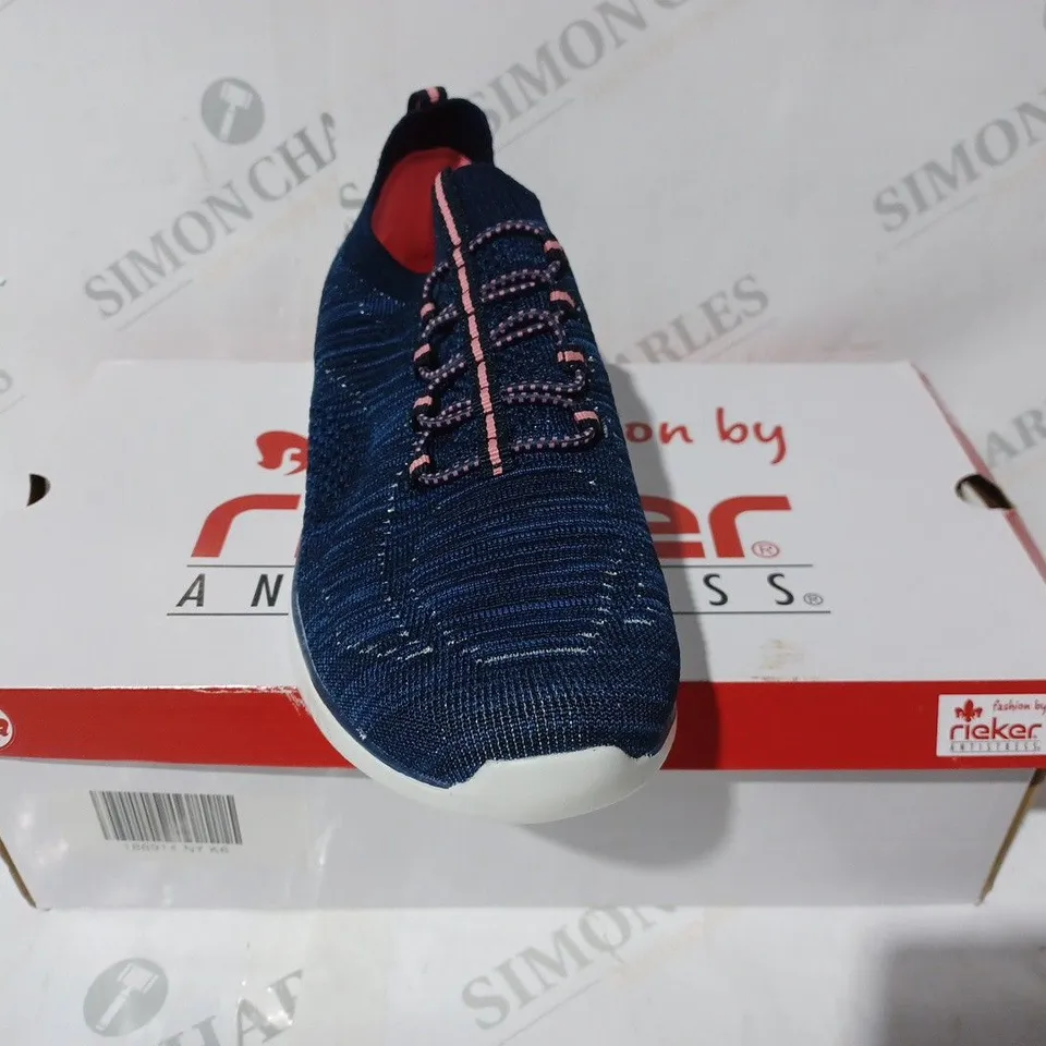 BOXED RIEKER TRAINERS IN NAVY SIZE 6