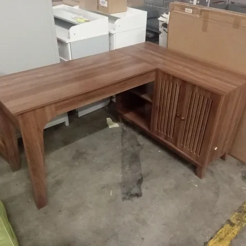 DESIGNER 144.8cm W L-SHAPE WRITING DESK - WALNUT
