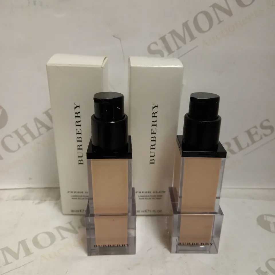 LOT OF 2 X 30ML BURBERRY FRESH GLOW LUMINOUS FLUID BASE 