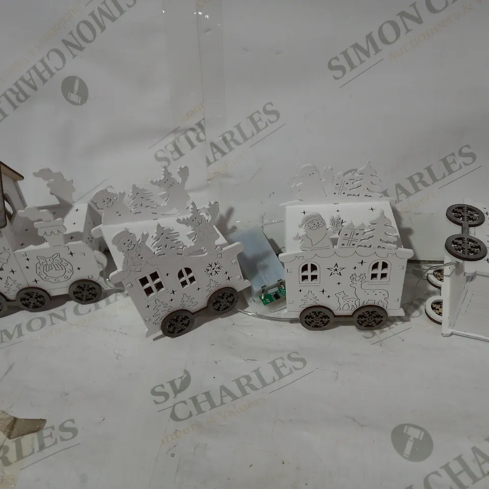 HOME REFLECTIONS PRE-LIT WOODEN WHITE TRAIN DECOR