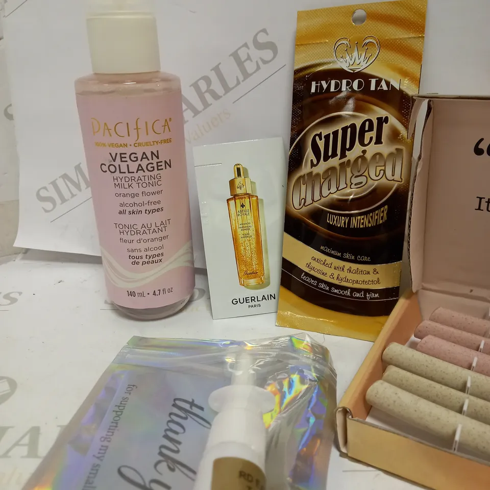 LOT OF APPROX 8 TO INCLUDE ARBONNE MASK , VEGAN COLLAGEN , DERMAPLANING TOOLS , ETC