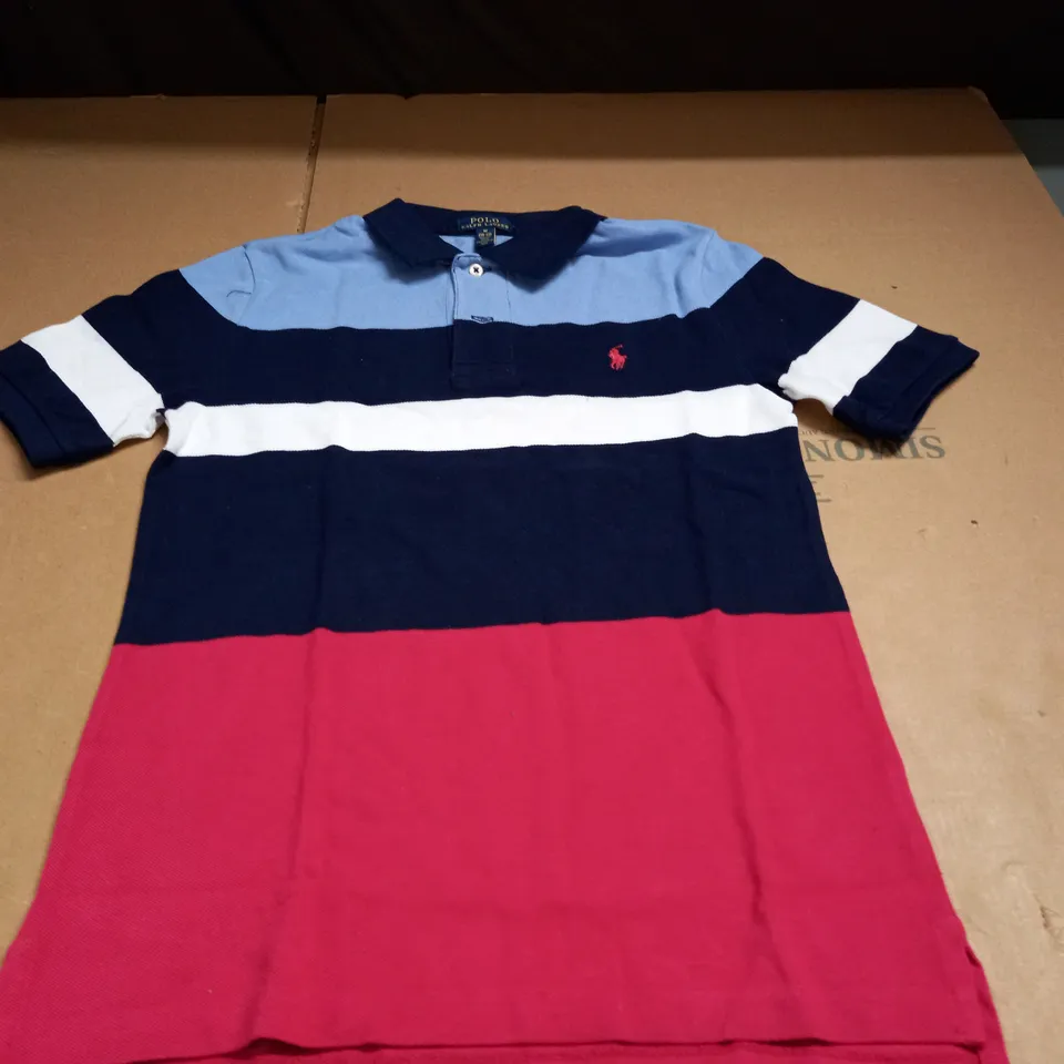 POLO RALPH LAUREN STRIPED POLO SHIRT - M(10-12)