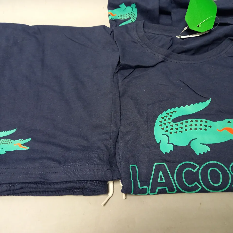 LACOSTE T-SHIRT AND SHORTS JOGGING SET IN NAVY - LARGE