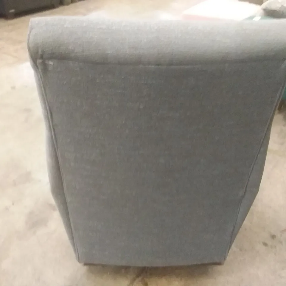 QUALITY BRITISH DESIGNER LOUNGE CO. CARTER CHAIR GREY/BLUE FABRIC