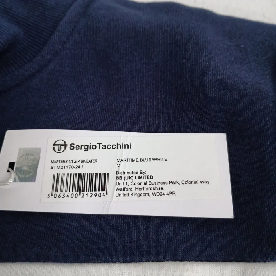 SERGIO TACCHINI BLUE/WHITE MEDIUM 1/4 ZIP TOP