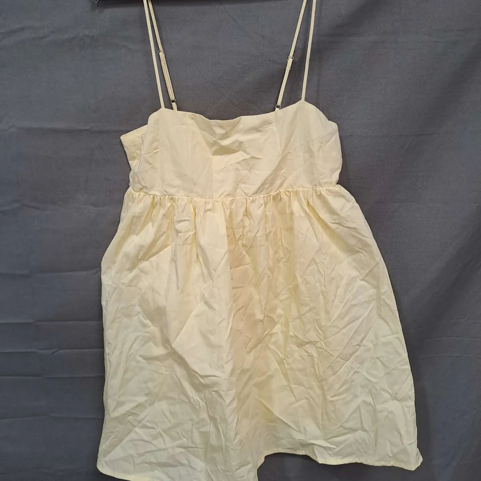 PULL & BEAR MINI DRESS WITH SHORTS IN PASTEL YELLOW SIZE S