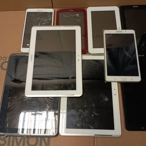 APPROXIMATELY 10 ASSORTED TABLETS USED TABLETS TO INCLUDE SAMSUNG, GBOOK, ETC