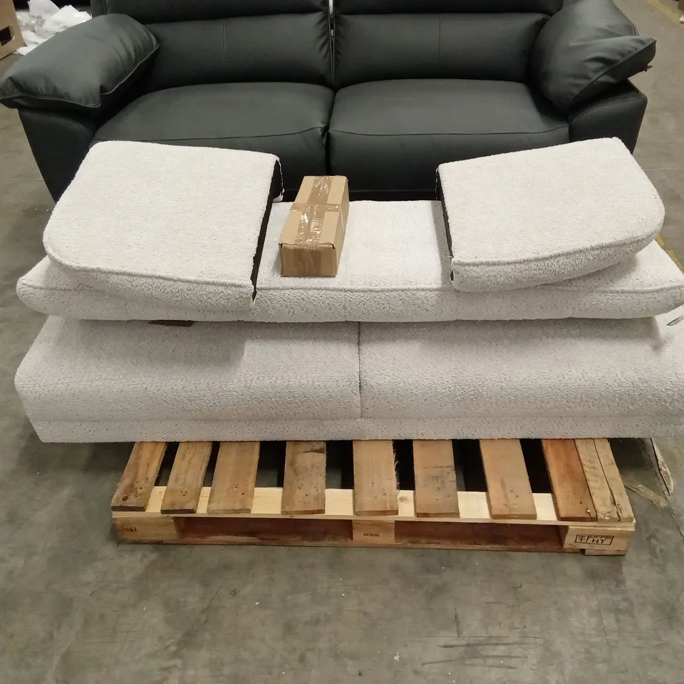 UNASSEMBLED LOREN 3 SEATER SOFA, LIGHT GREY CLASSIC BOUCLE FABRIC