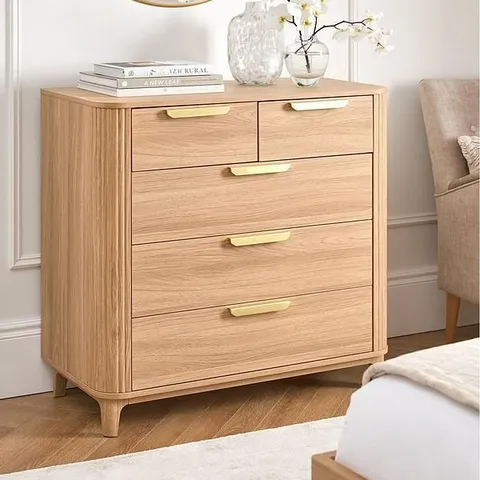 BOXED CARINA 2+3 CHEST OF DRAWERS IN OAK (2 BOXES)