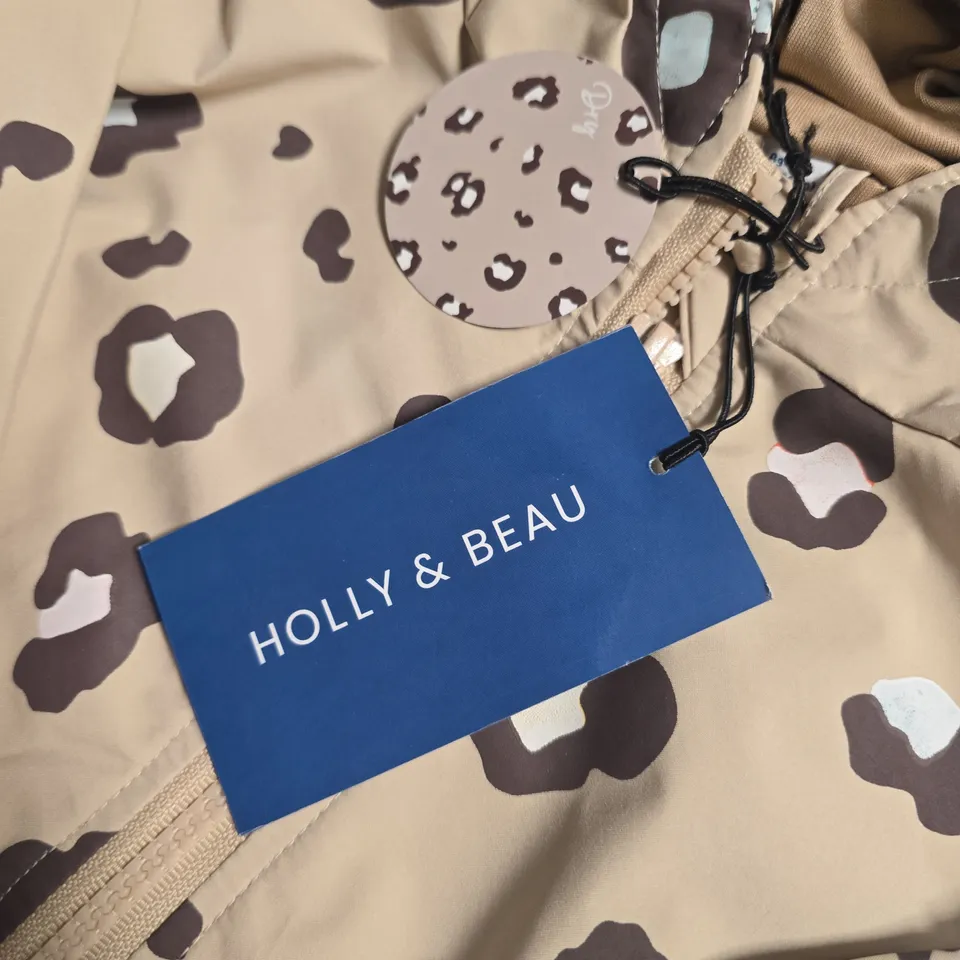 Holly & Beau Camel Leopard Colour-Changing Raincoat, Age 3-4