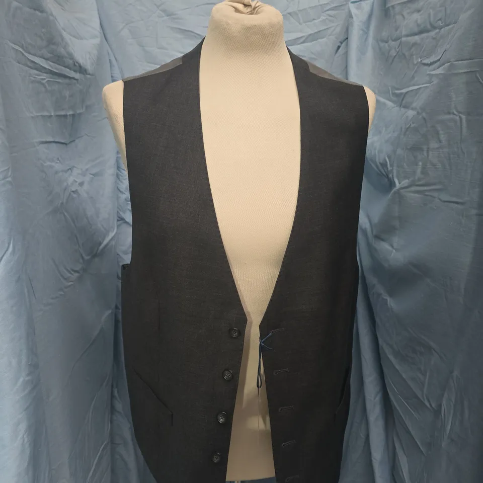 CHARLES TYRWHITT CHARCOAL TWILL WAISTCOAT – UK 42R (ADJUSTABLE FIT)