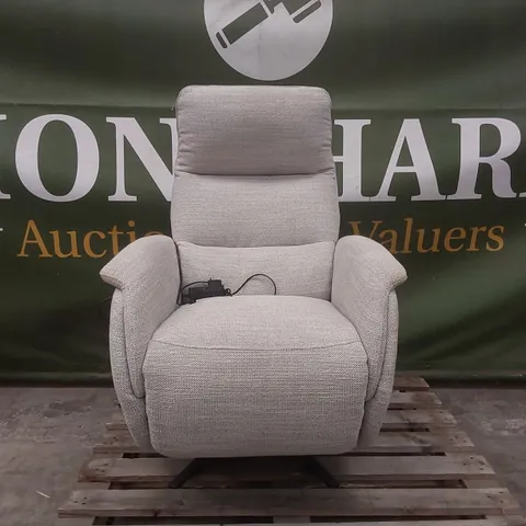 QUALITY DESIGNER CHUNKY WEAVE FABRIC UPHOLSTERED ELECTRIC RECLINING ARMCHAIR