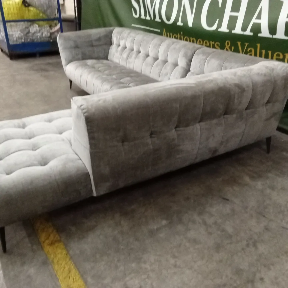 QUALITY DESIGNER MONTREAL GREY VELVET CORNER GROUP SOFA