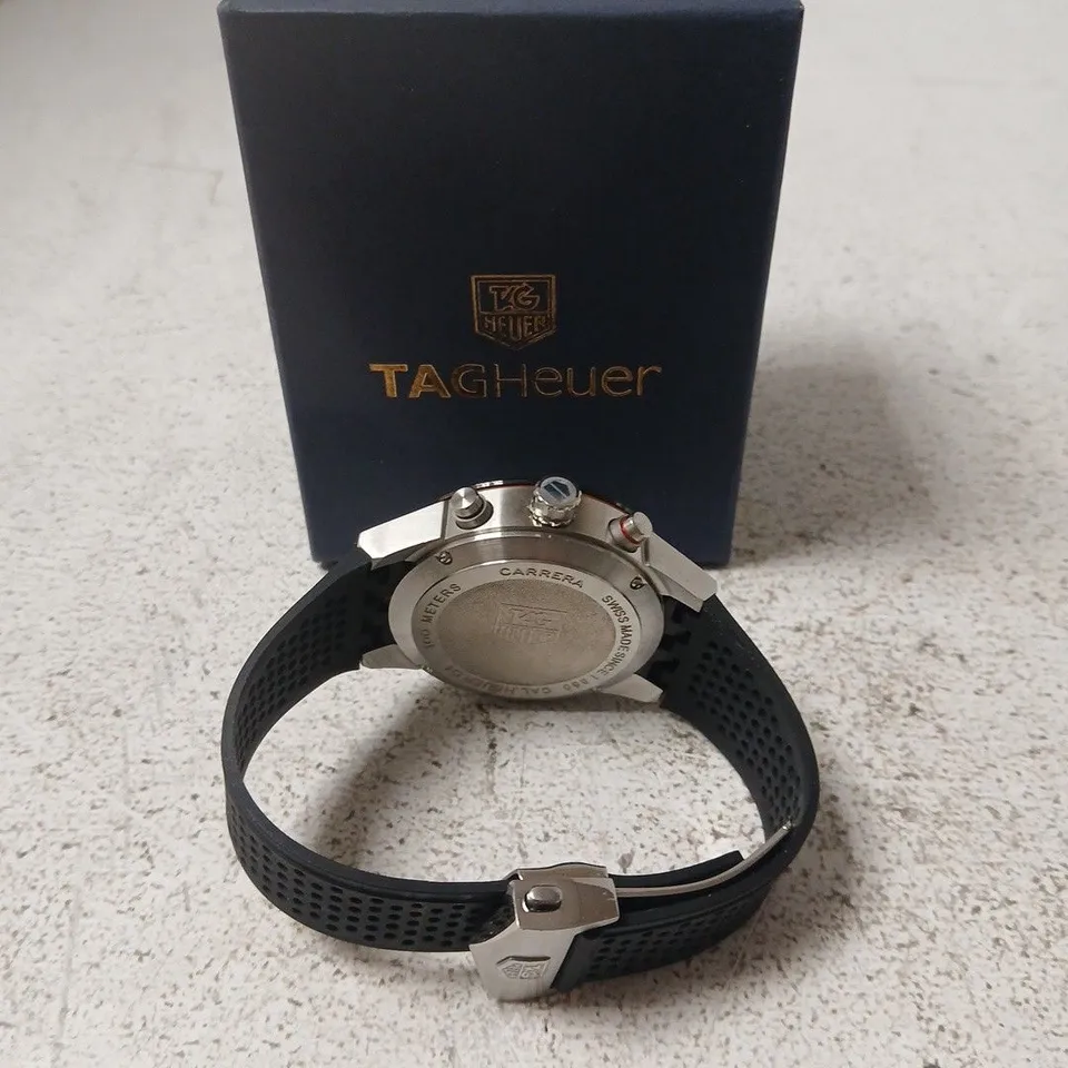 TAG HEUER CARRERA SKELETON DIAL WATCH – BLACK RUBBER STRAP (BOXED)