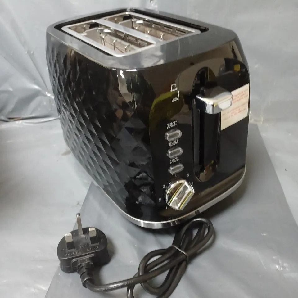 BOXED HOME 2-SLICE BLACK TEXTURED TOASTER