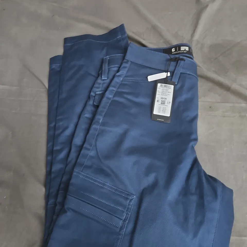 G-STAR RAW BLUE CARGO TROUSERS WITH BELT LOOPS – SIZE 30/30
