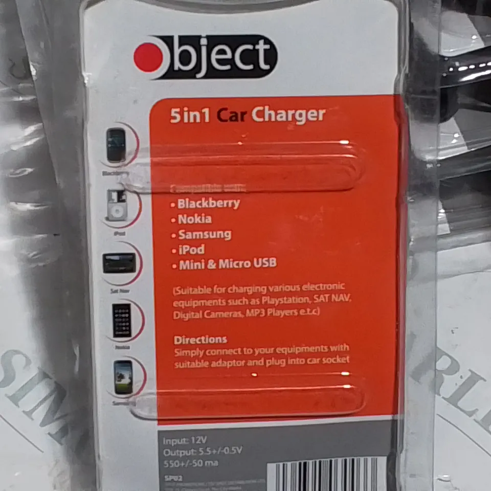 LOT OF 12 OBJECT 5-IN-1 CAR CHARGERS