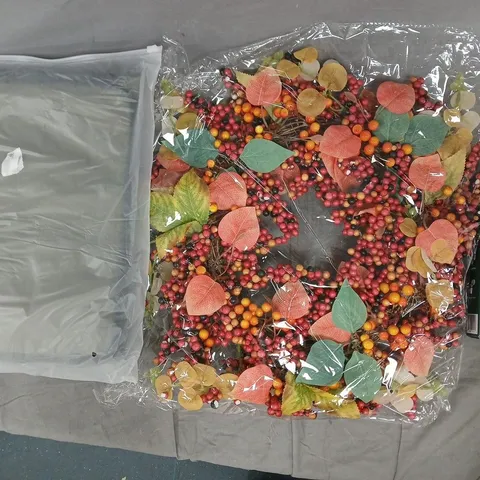 BOX OF APPROXIMATELY 10 ASSORTED HOUSEHOLD ITEMS TO INCLUDE PLANT SENSOR, WREATH, ETC