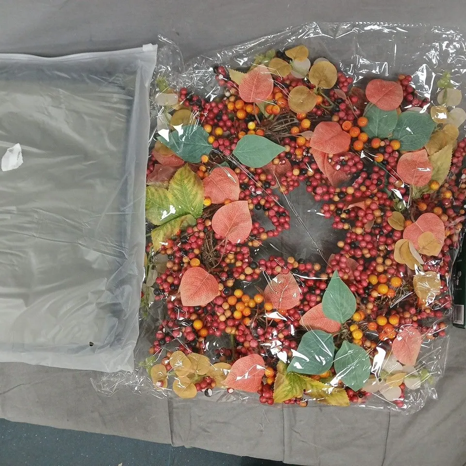 BOX OF APPROXIMATELY 10 ASSORTED HOUSEHOLD ITEMS TO INCLUDE PLANT SENSOR, WREATH, ETC