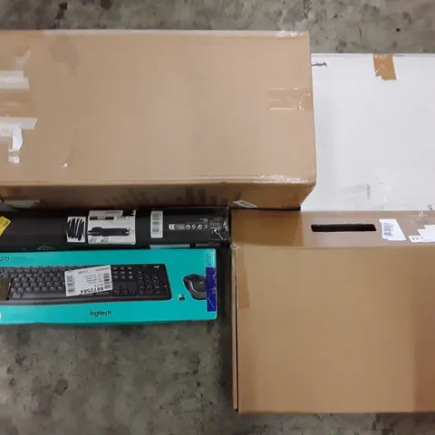 PALLET TO CONTAIN AN ASSORTMENT OF HOUSEHOLD ITEMS TO INCLUDE WIRELESS KEYBOARDS, DRY WALL STILTS WALL CLOCKS AND EV CHARGERS ECT