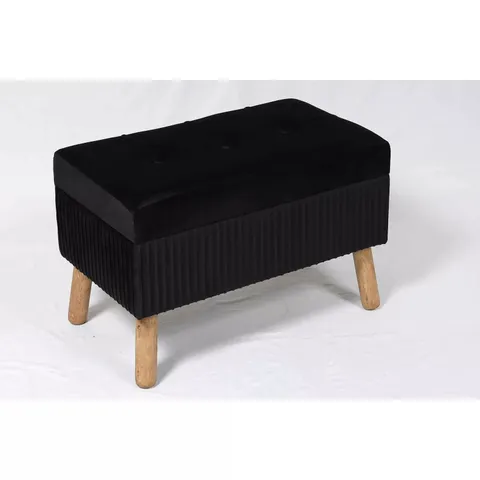 BRAND NEW BOXED HOMES DIRECT 365 BLACK VELVET OTTOMAN STORAGE STOOL