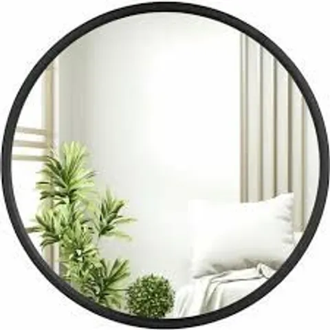 BOXED WOLTU ROUND WALL MIRROR, 50cm - BLACK (1 BOX)