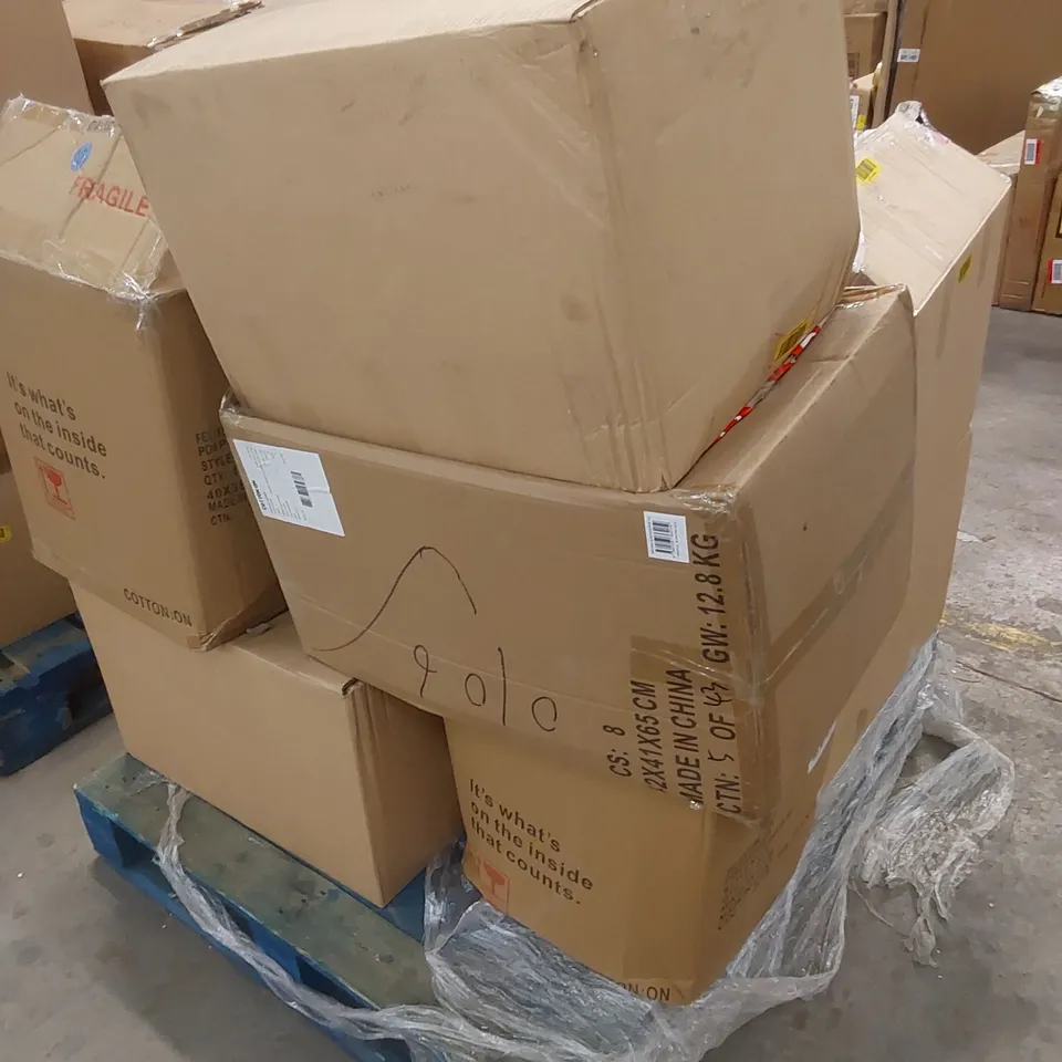 PALLET TO CONTAIN A LARGE ASSORTMENT OF DESIGNER CLOTHING // SIZES, DESIGNS AND COLOURS VARY