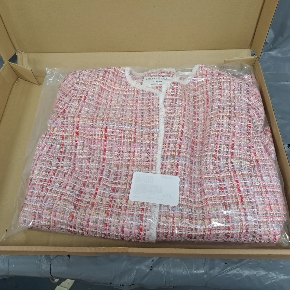 HELENA BERMAN PINK TWEED JACKET SIZE 14